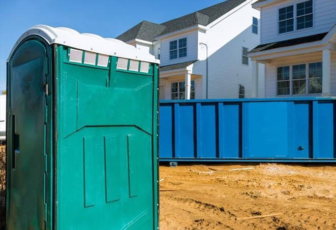 clean and efficient porta potties available for workers at a work site